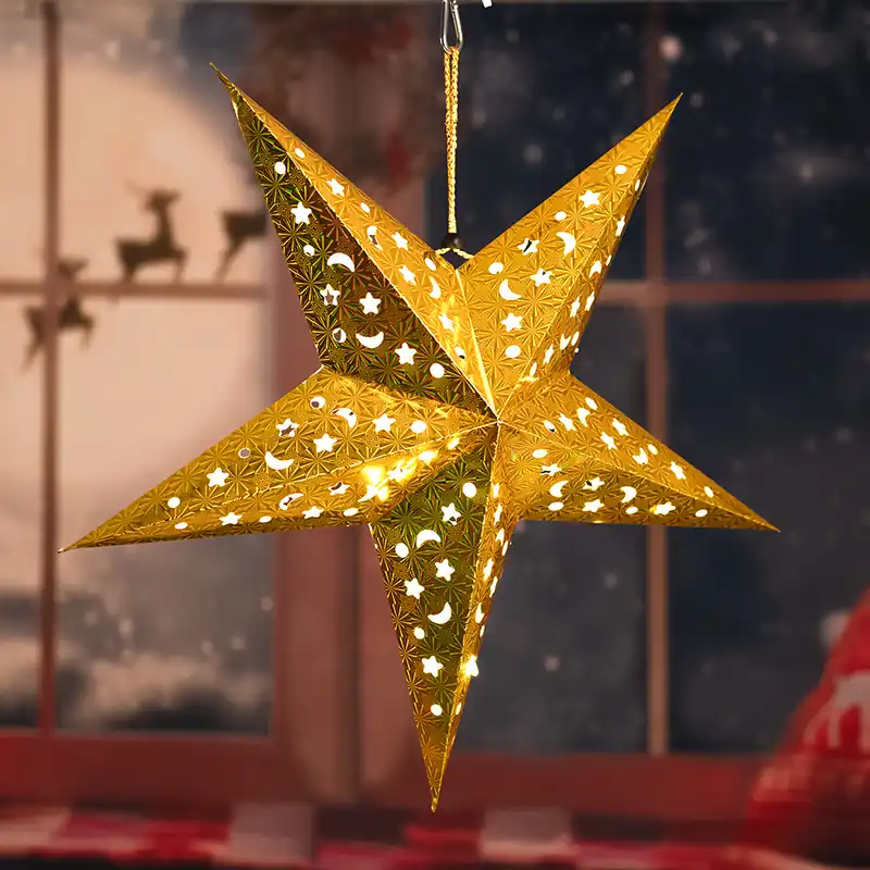 LED kerstster, papier, goud, 57 cm, X-MAS Merkproduct