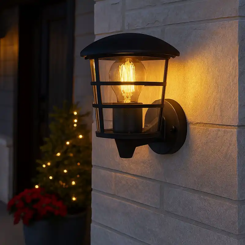 Rechtstreeks Van De Fabrikant Buitenwandlamp van aluminium, zwart, rond, IP44, OMERO