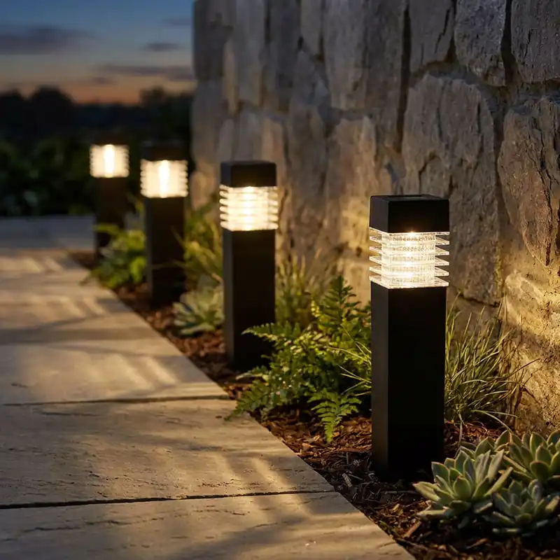 Goedkoop LED solarlampen, IP44, grijs, H 38,5cm, set van 4