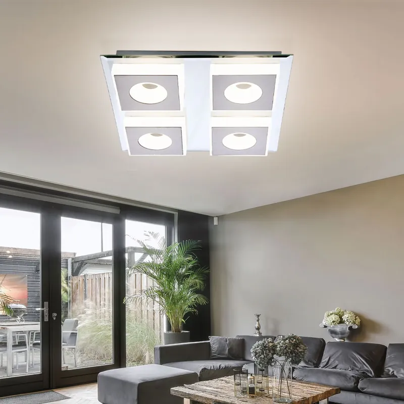 Alleen Vandaag LED plafondlamp, spiegel, mat nikkel L 33 cm