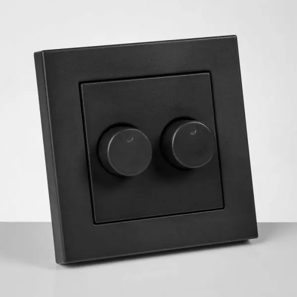 Universele DUO dimmer afdekplaat compleet met rand | Mat zwart Speciale Aanbieding