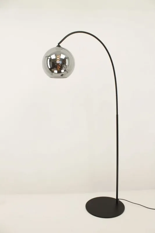 Zwarte booglamp PALATA met zwart rookglas BALLOON Ø 30 cm Nieuw