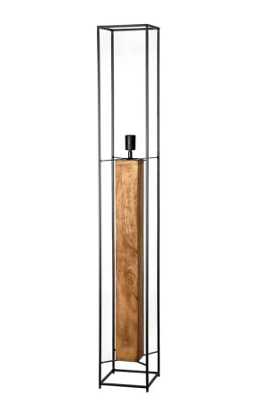 Uitverkoop Livingfurn - Vloerlamp Dakota Black - Mangohout / Gecoat Staal