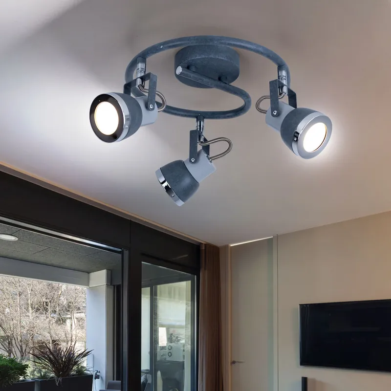 Gratis Verzending Spotlight, metaal, 3 vlammen, steengrijs, H 16 cm