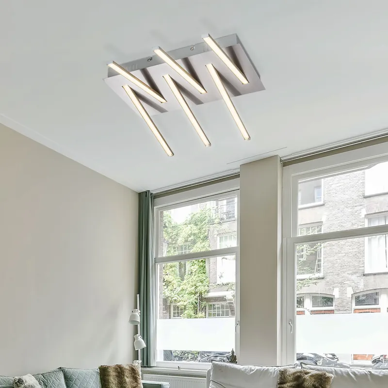 Fabrieksprijs LED plafondlamp, zilver, kristallen, L 48 cm, FUEGO