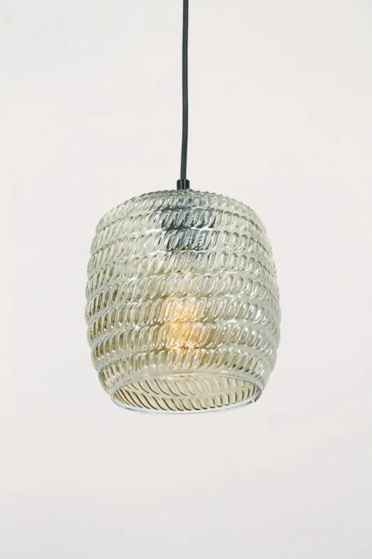 Finale Uitverkoop Los glas TINO smoke fumé | Relief tonnetje Ø 20 cm
