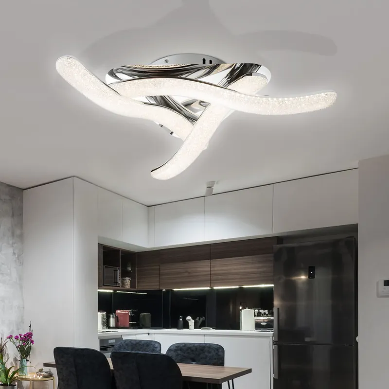 LED plafondlamp, chroom, kristallen, 54 cm, NABRO Lage Prijs