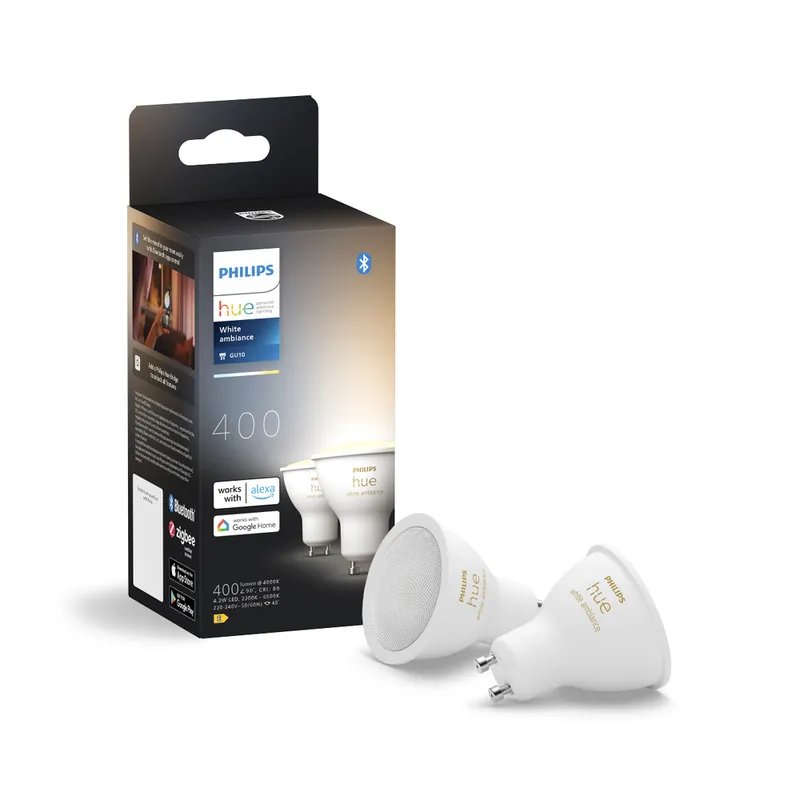 Philips HUE Lichtbron GU10 400 Lumen White Ambiance 2 pack Favoriet