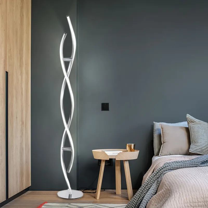 LED vloerlamp, gebogen, met dimmer, hoogte 136 cm Meest Verkocht