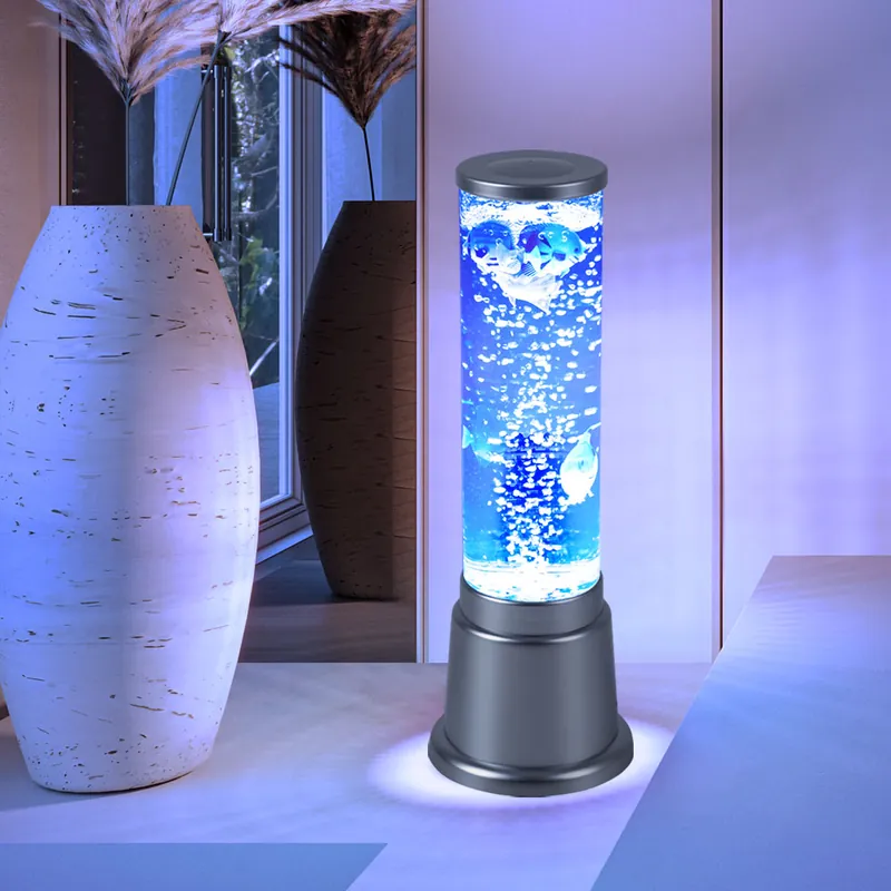 RGB LED waterzuil met decoratieve vissen, kleurwisselaar Speciale Aanbieding