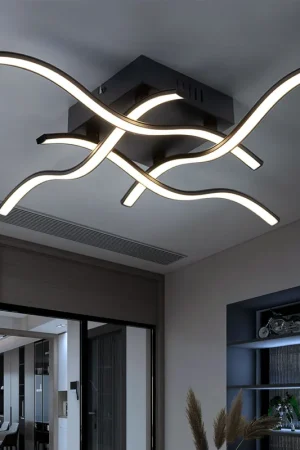 Populair LED plafondlamp, golf design, zwart, breedte 55 cm