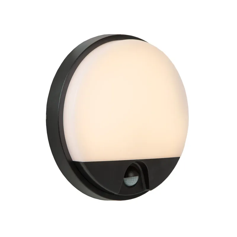 Lucide HUPS IR - Wandlamp Binnen/Buiten - Ø 21 cm - LED - 1x10W 3000K - IP54 - Bewegingssensor - Zwart Flitsaanbieding