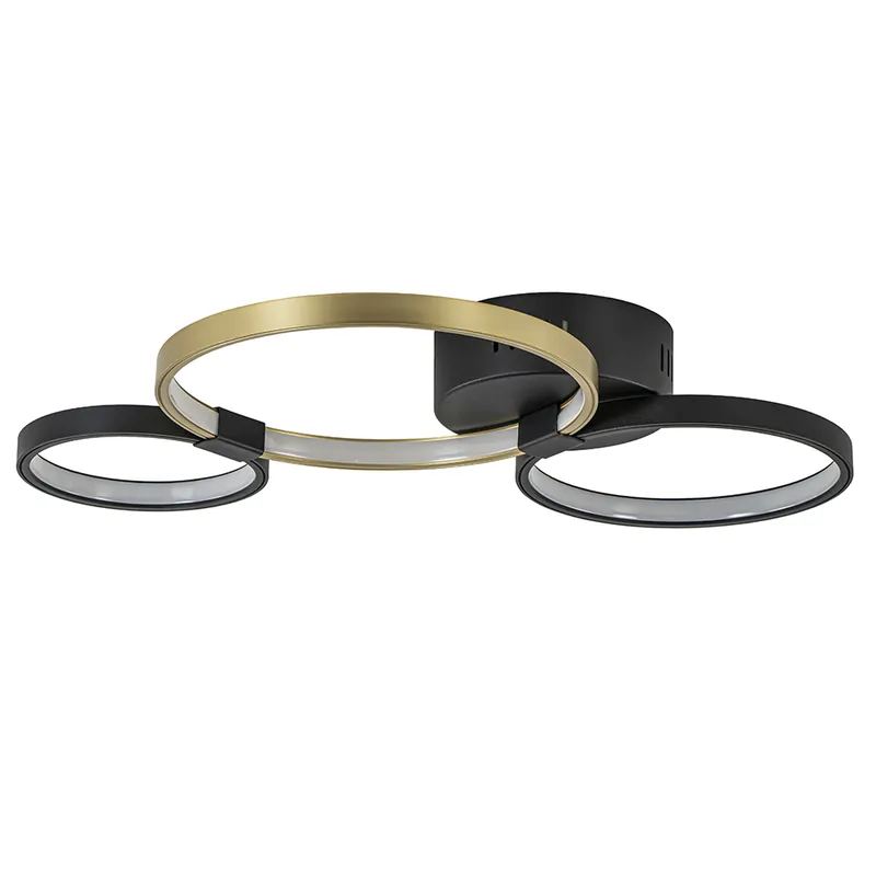 Plafondlamp Trio Ring zwart/goud 3-step dim Hete Deal