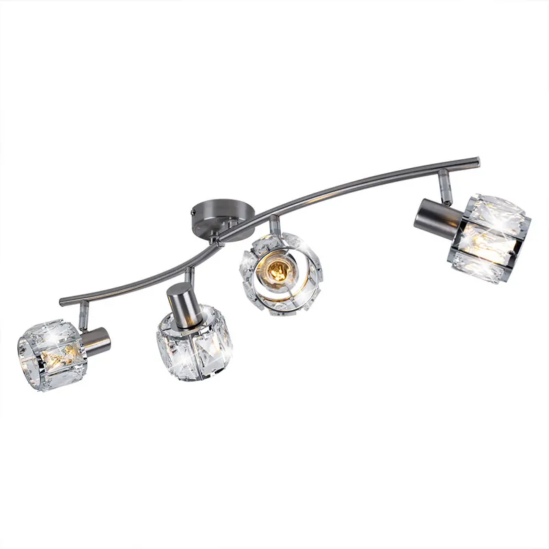 Premium Plafondspot, chroom, verstelbare kristallen glazen spots, L 70 cm, KRIS