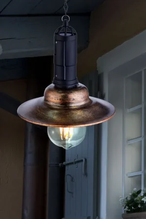 LED solar hanglamp, donker metaal, glas, H 50 cm Merkproduct