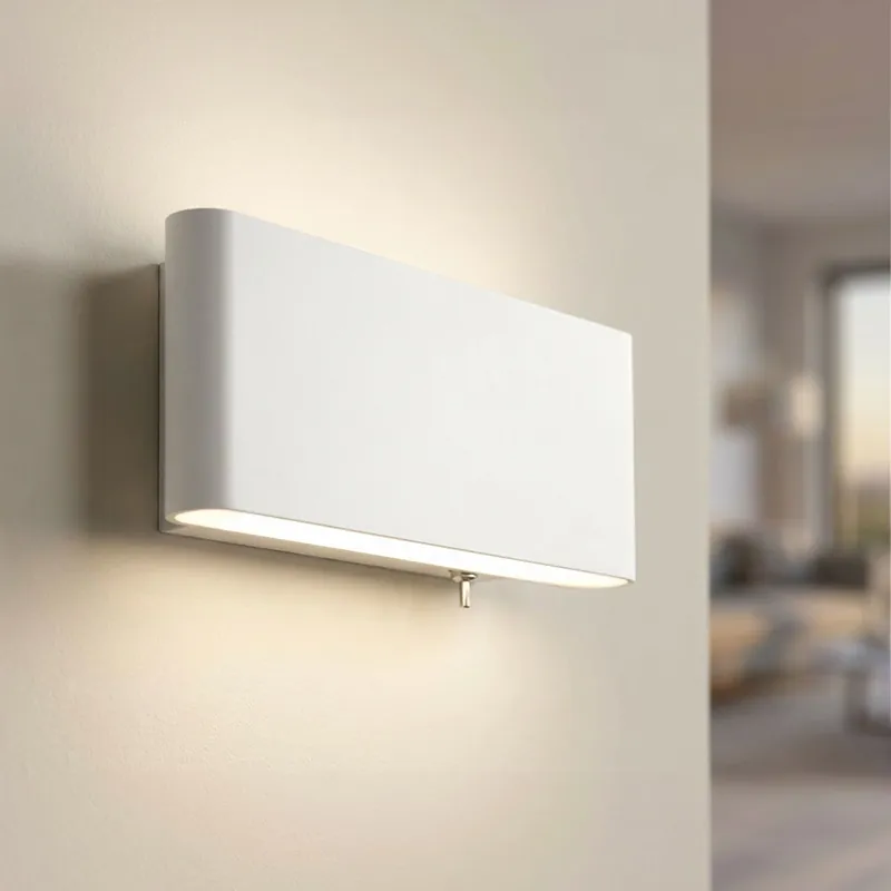 LED wandlamp, aluminium, opaal, wit, schakelaar Korting