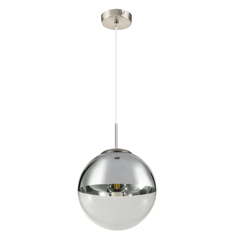 Gecertificeerd Hanglamp, glazen bol, chroom, helder, 25 cm