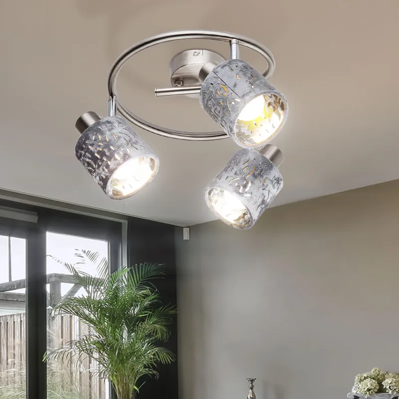 Plafondlamp, 3 vlammen, fluweel, beweegbare spots, D 25 cm Hoge Kwaliteit