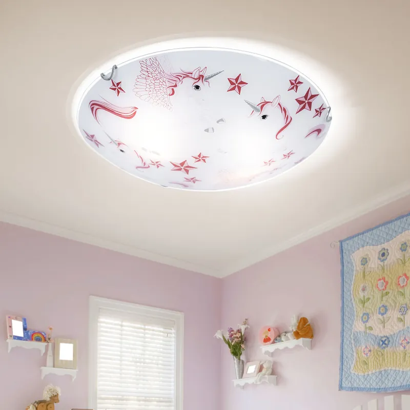 Actieprijs Plafondlamp voor kinderen, eenhoorn, roze-wit, 40 cm