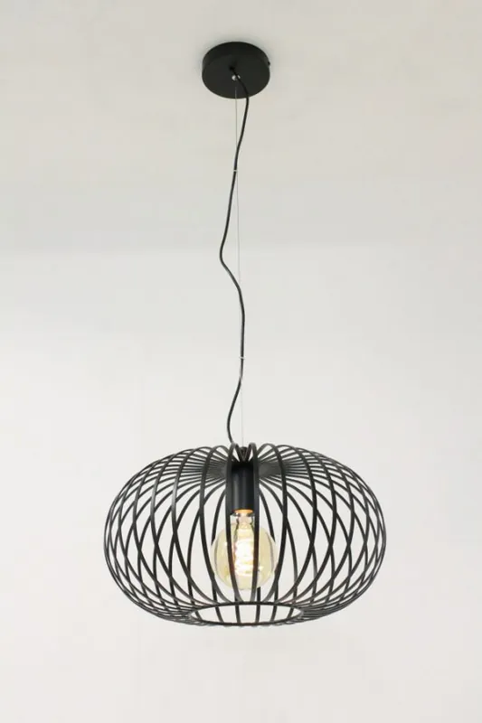 Finale Uitverkoop Sierlijke draad hanglamp BOLERO zwart | Ø 40 cm
