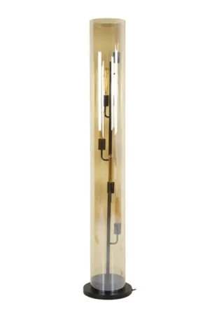 Gecertificeerd Hoyz Collection - Vloerlamp 5L Tube Amber Glas - Artic Zwart