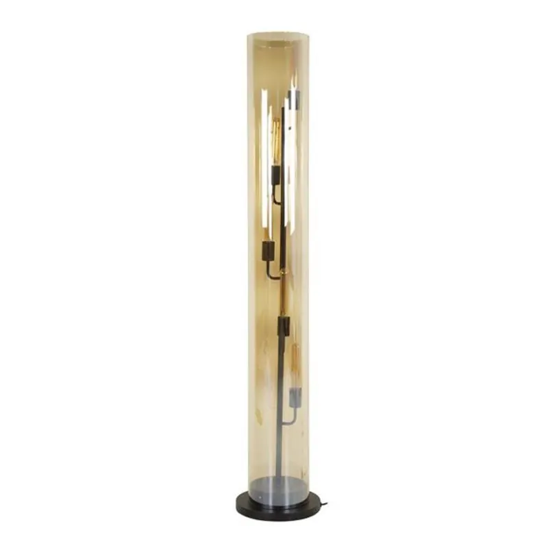 Gecertificeerd Hoyz Collection - Vloerlamp 5L Tube Amber Glas - Artic Zwart