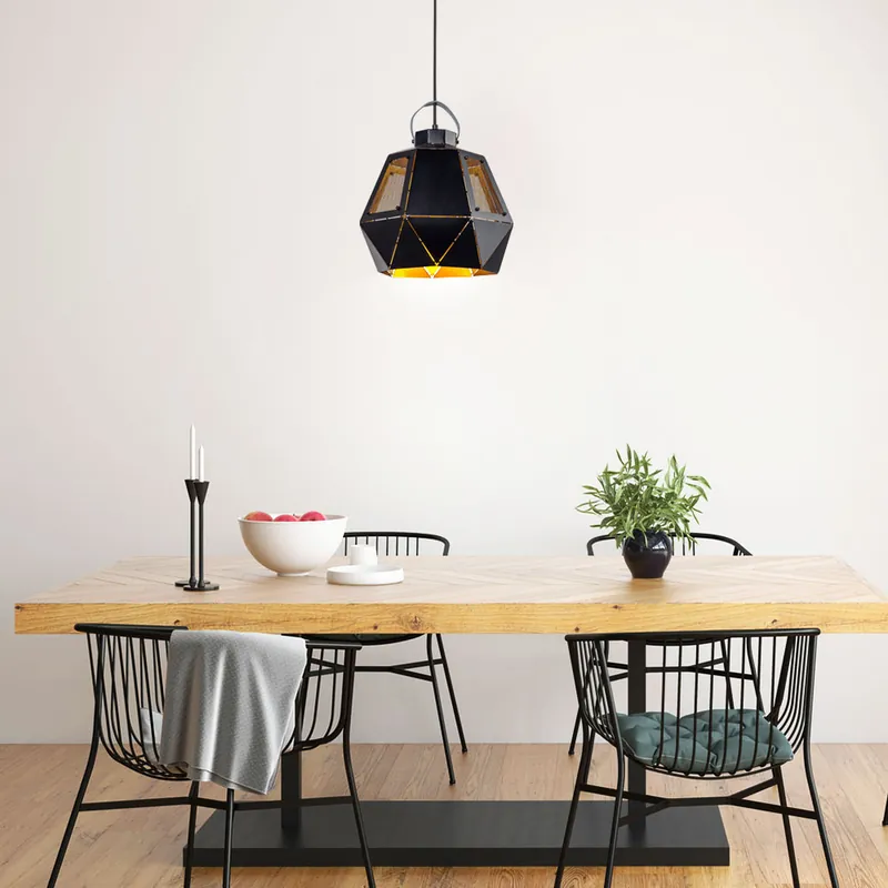 Lage Prijs Hanglamp, metaal, zwartgoud, hoogte 120 cm