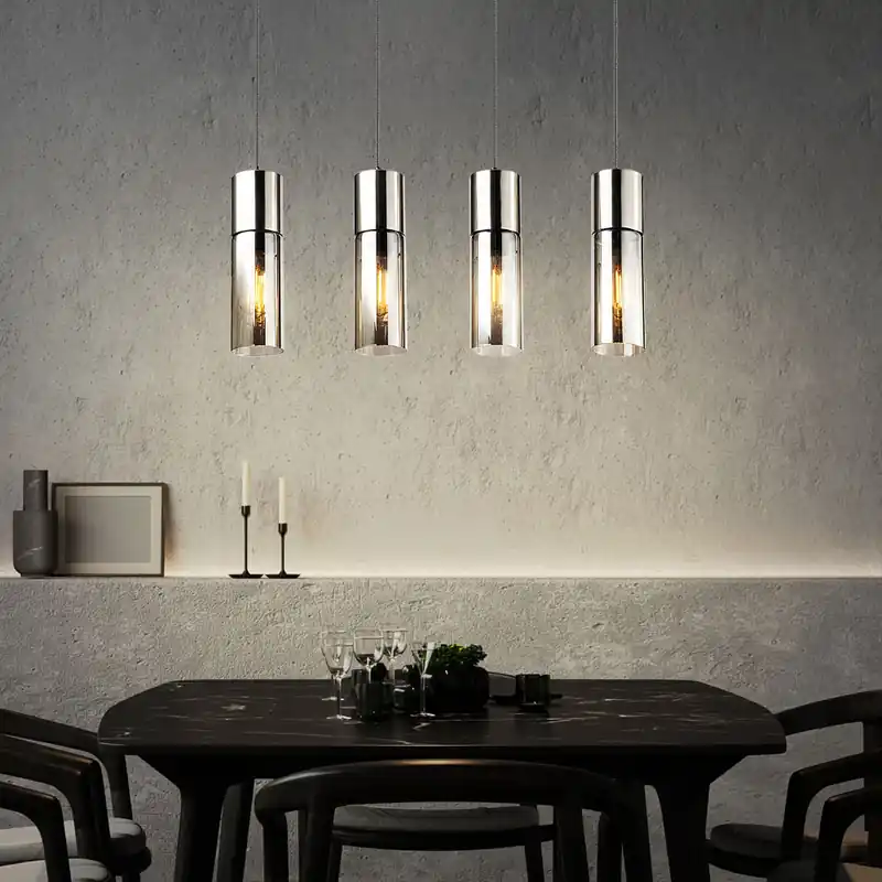 Hanglamp, mat nikkel, rookglas, L 80 cm, ANNIKA Aanbieding