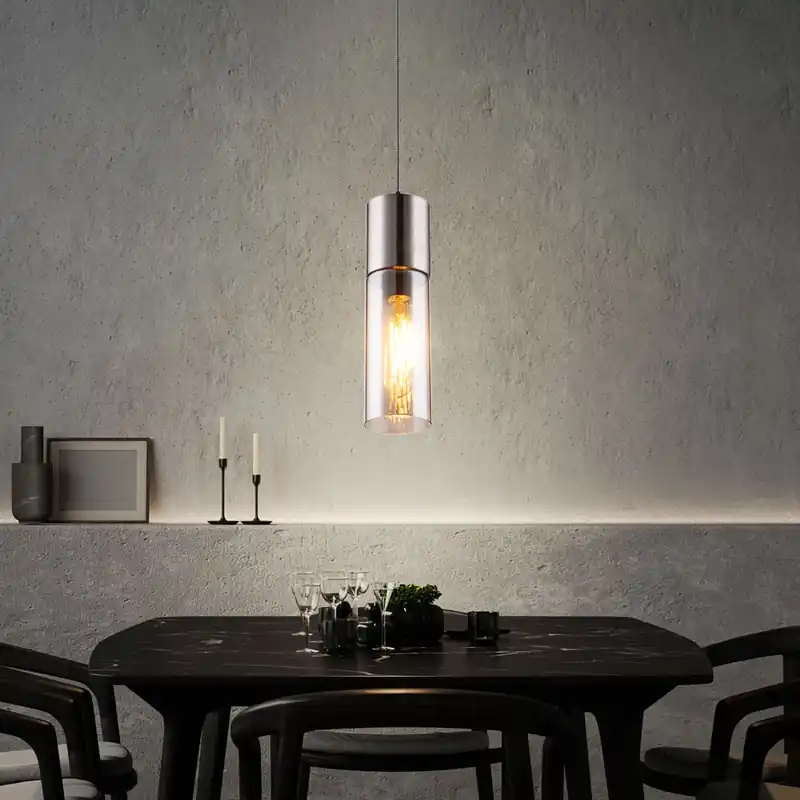 Hanglamp, mat nikkel, rookglas, H 152,5 cm ANNIKA Shop Nu
