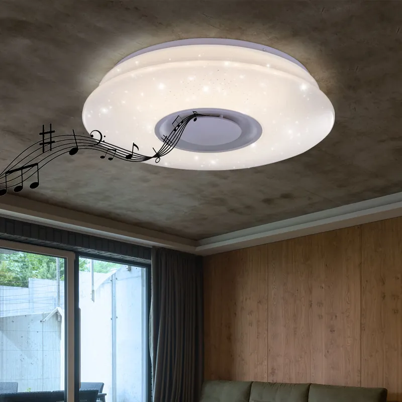 LED plafondlamp, stereffect, Bluetooth, luidspreker, 36 cm Op = Op