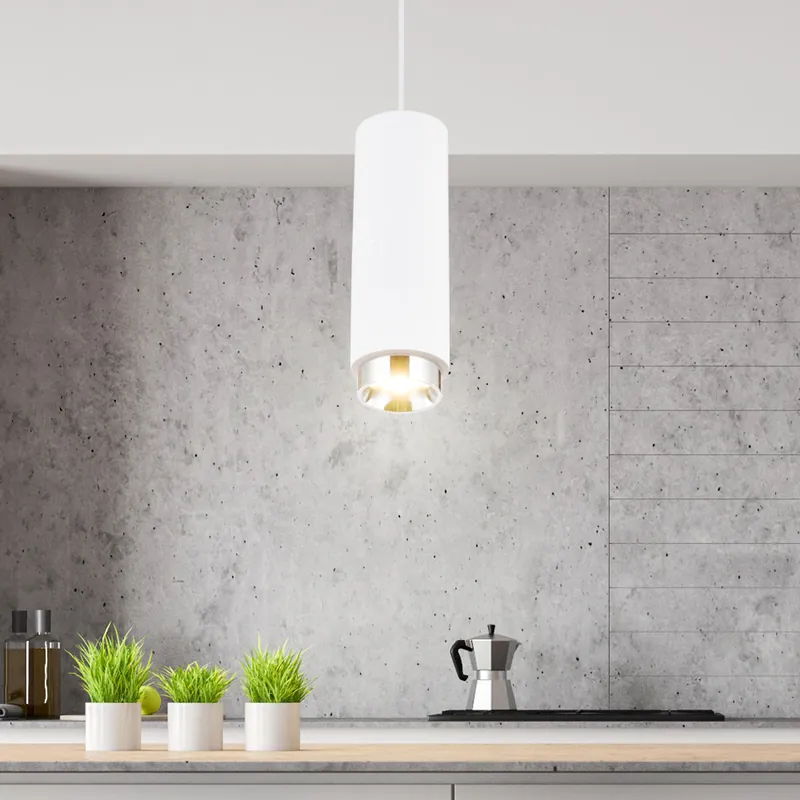 Hanglamp, gips, chromen ring, wit, 9 cm, CHRISTINE Voordeelprijs