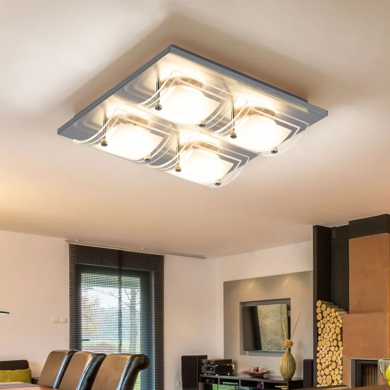 LED plafondlamp van metaal en glas met 4 CAPO spots Gecertificeerd