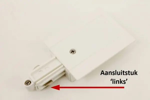Aansluitstuk INBOUW spanningsrail LUNA aarde links | Wit Speciale Aanbieding