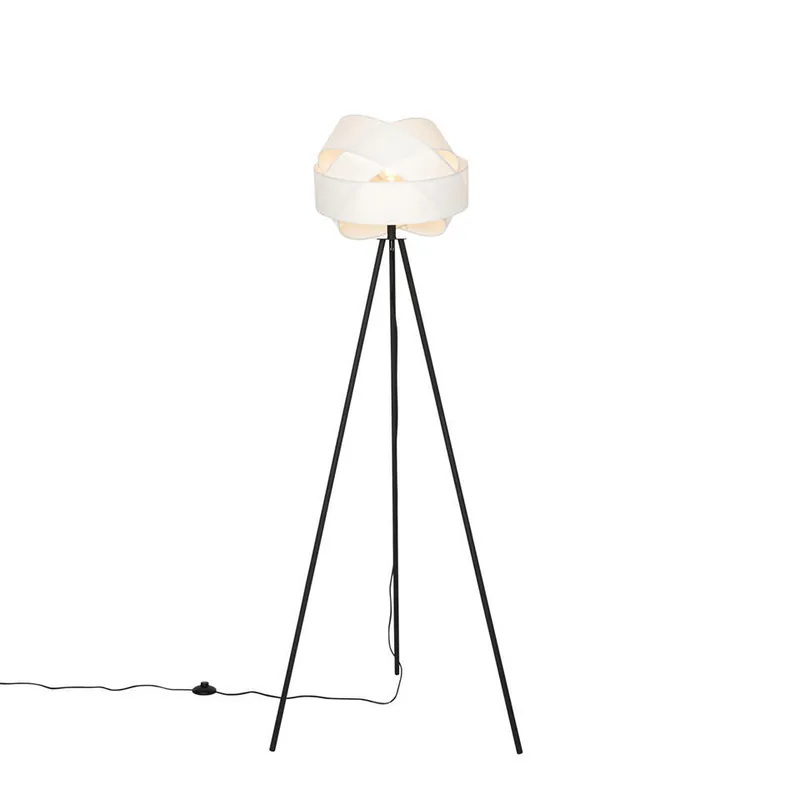 Gecertificeerd Qazqa tripod lamp cloth wit e27