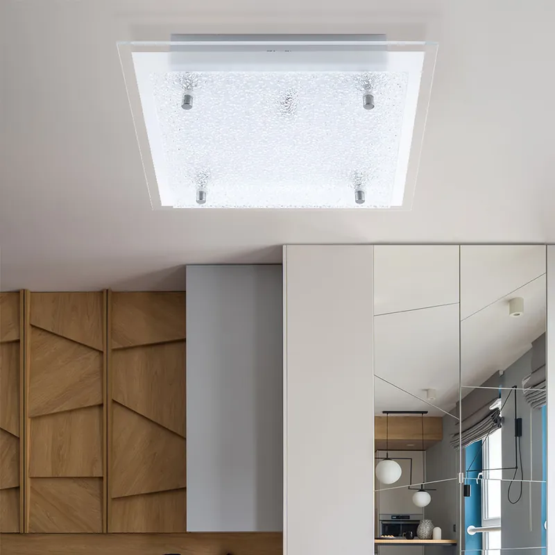 LED plafondlamp, wit, ijsglas, L 28 cm Hete Deal