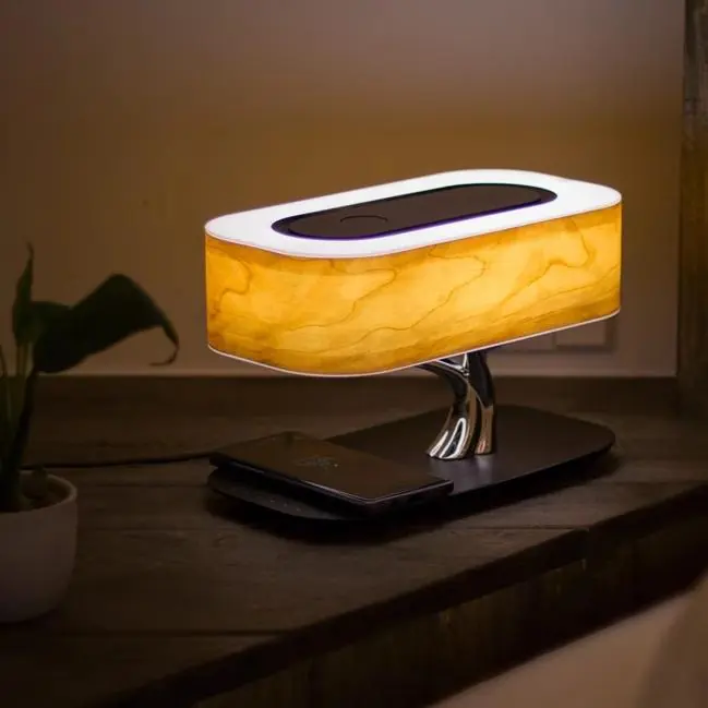 Laatste Versie Levensvreugde Tafellamp - Draadloze Oplader en Bluetooth Speaker