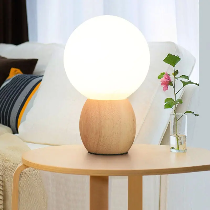 Exclusieve Aanbieding LumiOrb - Orbs Nachtkastje Lamp met Houten Voetstuk