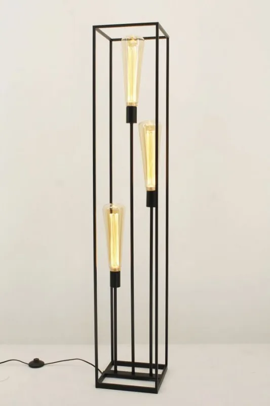 Koop Vandaag Metalen vloerlamp FEKIR met 3 GIANT GOLD LED-lampen | Zwart