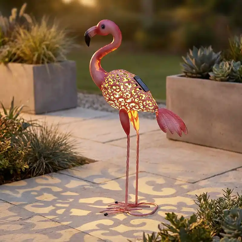 LED solarlamp, flamingo, roze, hoogte 74 cm Koop Vandaag