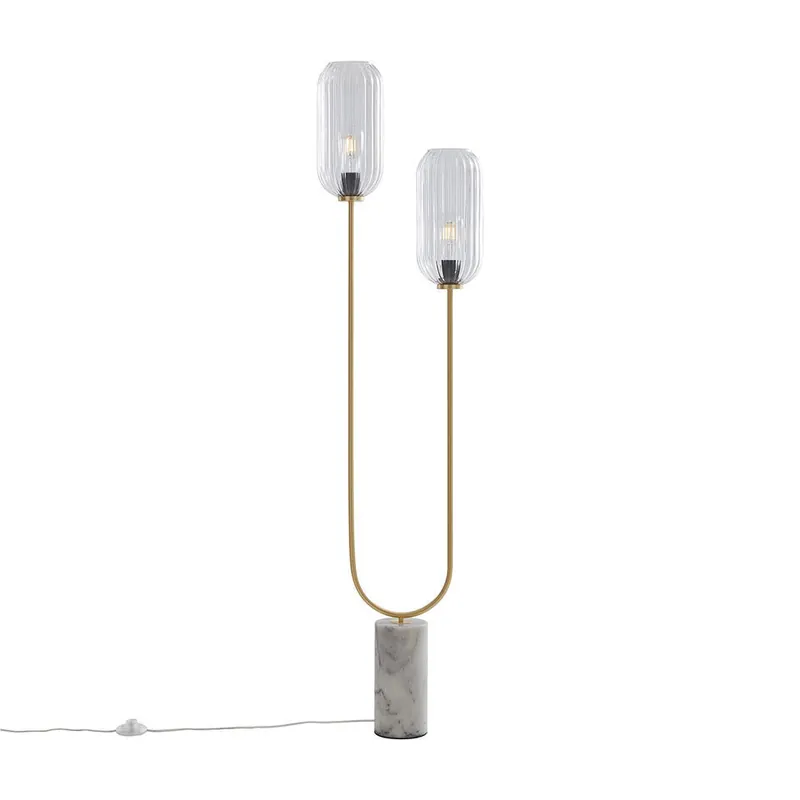 Alleen Vandaag Qazqa vloerlamp rid goudkleurig e27