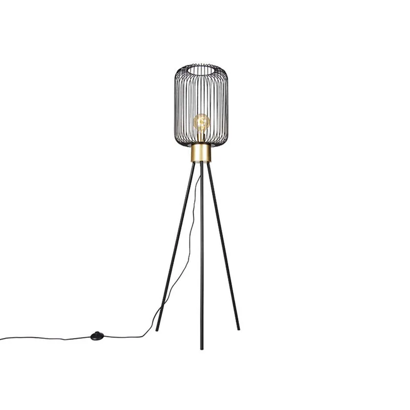 Superprijs Qazqa vloerlamp mayelle zwart e27
