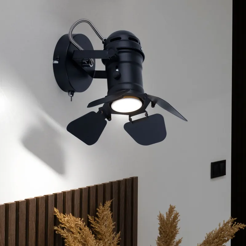 Betrouwbaar Verstelbare wandlamp, zwart, hoogte 21,5 cm, EGON