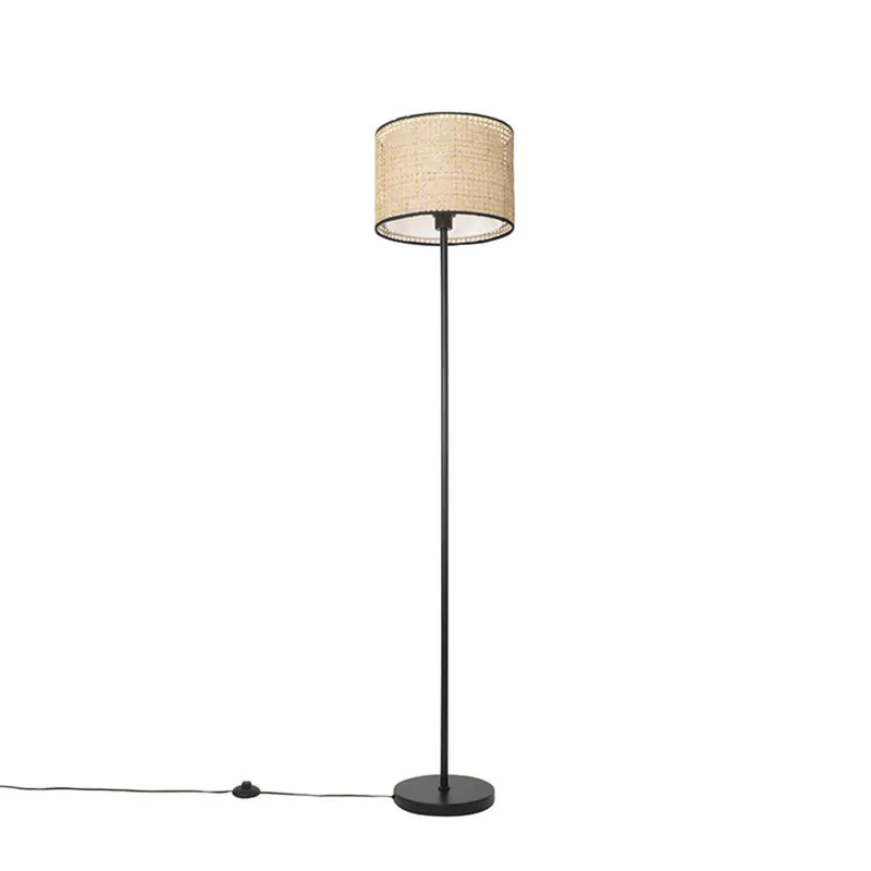 Bestel Nu Qazqa staande lamp met kap kata beige e27