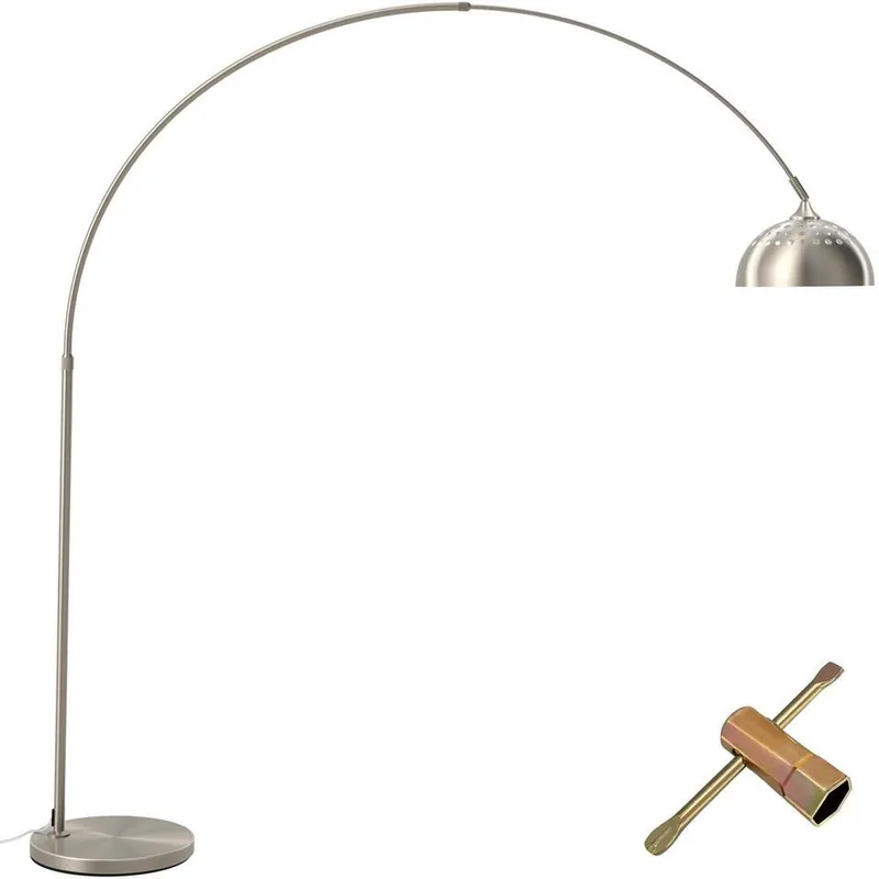 tectake Booglamp Arcus, staal, retro-stijl, 60W, Mat Nikkel Beperkte Voorraad