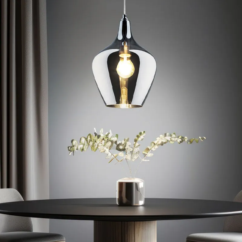 Laatste Kans Hanglamp, rookglas, mat nikkel, H 150 cm