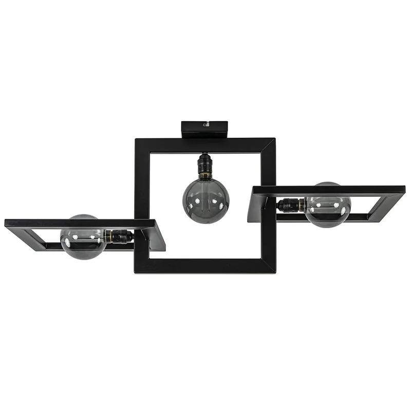 Gecertificeerd Rechthoekige plafondlamp triple square mat zwart