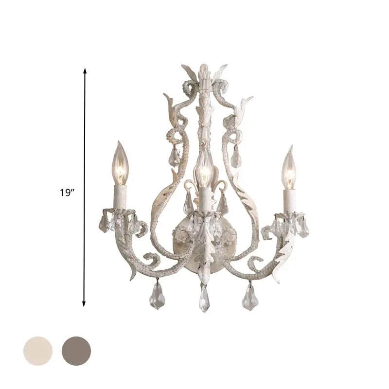 Crystal Chandelier - Traditionele Kandelaar Wandlamp met 3 Koppen in Grijs/Ivoor Merkproduct