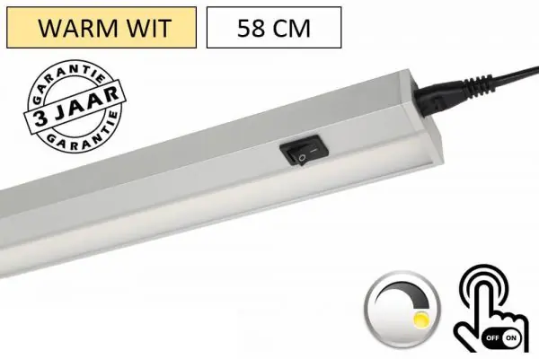 Express Levering Keuken- onderbouwarmatuur SMOOTH met dimmer | Zilvergrijs 58 cm