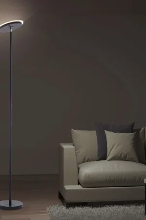 Populair LED uplighter, zwart, touchdimmer, hoogte 181 cm