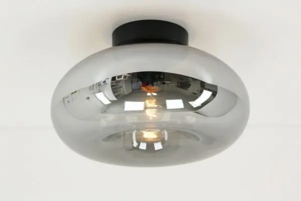 Zwarte korte plafondlamp BY EEFFY metallic smoke zwart | Howick Ø 28 cm Meest Verkocht